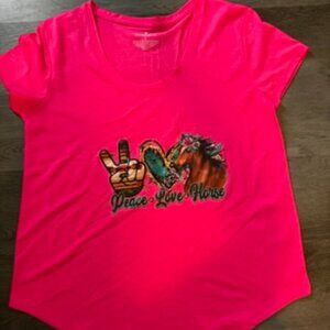 Pink - Peace, Love, Horse Shirt - Custom T-shirts